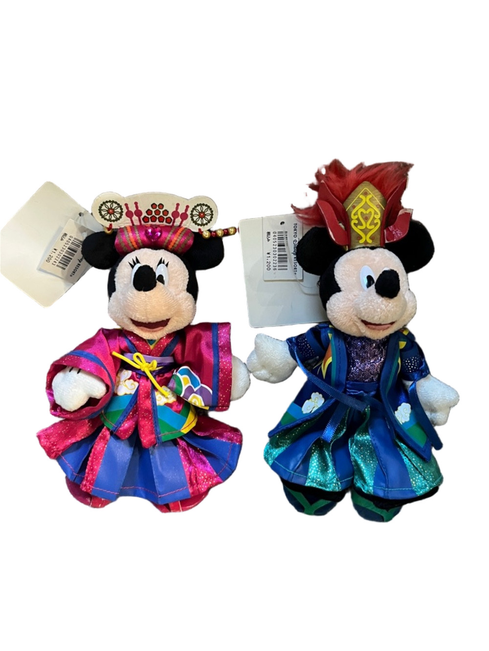 Tokyo Disney 2008 Mickey Minnie Bon Fire Dance Plush Set Keychains